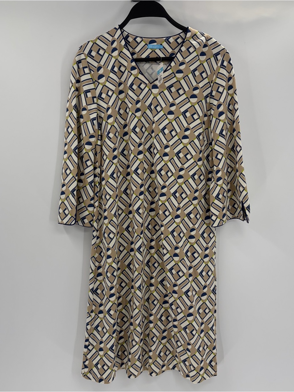 J. Mclaughlin Women’s Judith Shift Dress Navy Lime Kaleidos Cope Beige Small NWT